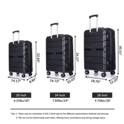 3 PCS Hardshell Luggage Set, ABS Lightweight Spinner Suitcase With TSA Lock (20/24/28)-ModernLuxe