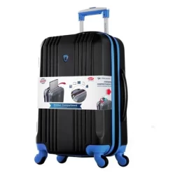 Olympia Apache II 21 Inch Expandable Carry On 4 Wheel Spinner Luggage Suitcase With Aluminum Locking System And Interior Divider, Blue