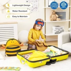Costway 2PC Kids Ride-on Luggage Set 18'' Carry-on Suitcase & 12'' Backpack Anti-Loss Rope Yellow 12 Costway 2PC Kids Ride-on Luggage Set 18'' Carry-on Suitcase & 12'' Backpack Anti-Loss Rope Yellow -Professional Travel Storage Supplies Store GUEST 1caee67f b765 4994 9ae9 5af64115aa47