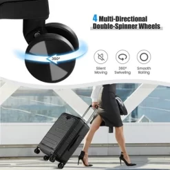 Costway 20'' Carry-on PC Hardside Suitcase TSA Lock W/ Front Pocket & USB Port Black -Professional Travel Storage Supplies Store GUEST 3327e4d5 ed9f 4052 874a 332c9b4f8943