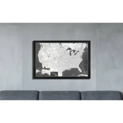 Home Magnetics Standard Modern US Map - Black/Distressed