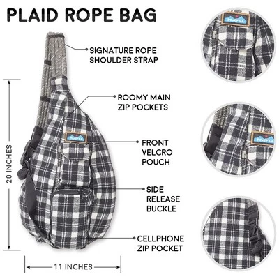 KAVU Plaid Rope Sling Bag Crossbody Backpack With Adjustable Shoulder Strap 2 KAVU Plaid Rope Sling Bag Crossbody Backpack With Adjustable Shoulder Strap - Image 2