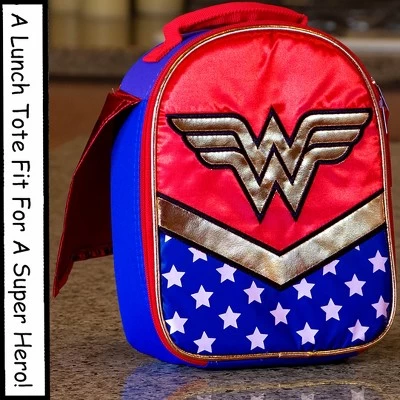 DC Wonder Woman Lunch Box Soft Kit Insulated Cooler Bag With Cape Blue 2 DC Wonder Woman Lunch Box Soft Kit Insulated Cooler Bag With Cape Blue - Image 2