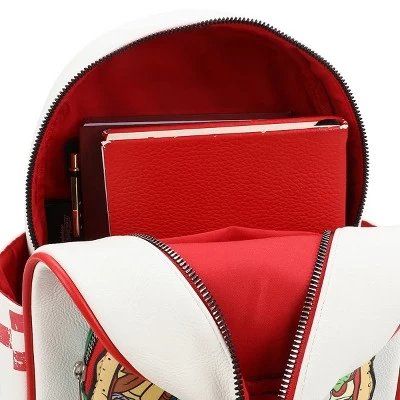 Teenage Mutant Ninja Turtles TMNT Classic Retro Cartoon Turtles Pizza Women's White Mini Backpack 3 Teenage Mutant Ninja Turtles TMNT Classic Retro Cartoon Turtles Pizza Women's White Mini Backpack - Image 3