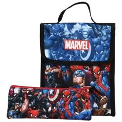 Marvel Multi-Character Backpack And Folding Lunch 6 Piece Value Set For Boys