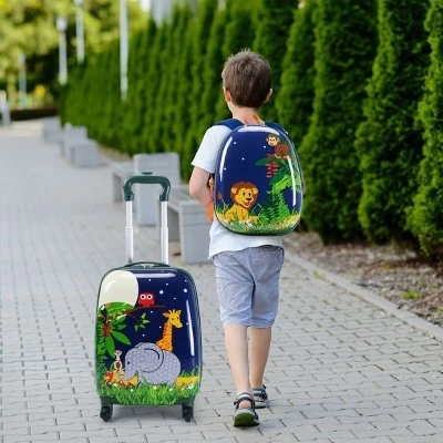 Costway 2Pcs 12'' 16'' Kids Luggage Set Suitcase Backpack School Travel Trolley ABS 1 Costway 2Pcs 12'' 16'' Kids Luggage Set Suitcase Backpack School Travel Trolley ABS