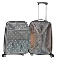Rockland Melbourne Expandable ABS Hardside Carry On Spinner Suitcase - Gold Wave Pattern