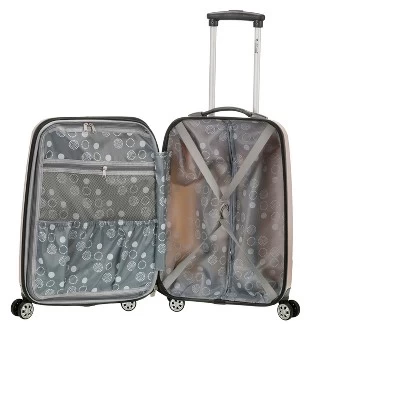 Rockland Melbourne Expandable ABS Hardside Carry On Spinner Suitcase - Gold Wave Pattern 1 Rockland Melbourne Expandable ABS Hardside Carry On Spinner Suitcase - Gold Wave Pattern