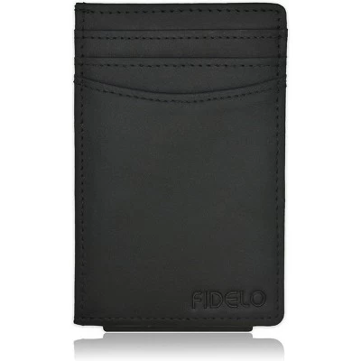 Fidelo Leather Slim Card Holder Wallet With A Powerful Magnetic Money Clip - Black 1 Fidelo Leather Slim Card Holder Wallet With A Powerful Magnetic Money Clip - Black