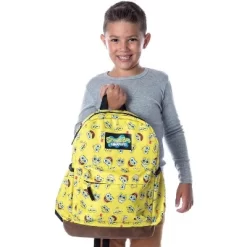 Nickelodeon SpongeBob SquarePants Face Expressions All Over Print Backpack Yellow