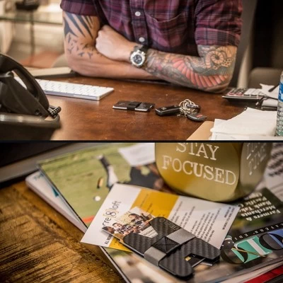 Fidelo Slim RFID Blocking Mens Wallets Credit Card Holder With 5 Colors Of Cash Bands, Original Carbon Fiber 4 Fidelo Slim RFID Blocking Mens Wallets Credit Card Holder With 5 Colors Of Cash Bands, Original Carbon Fiber - Image 4