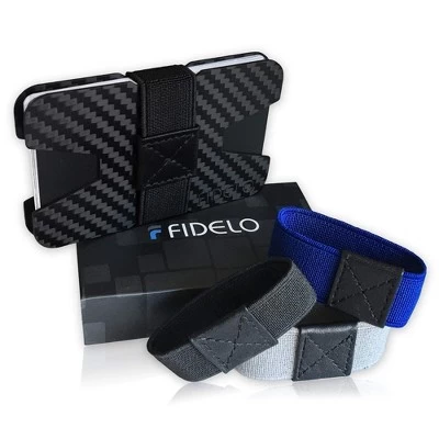 Fidelo Slim RFID Blocking Mens Wallets Credit Card Holder With 5 Colors Of Cash Bands, Original Carbon Fiber 2 Fidelo Slim RFID Blocking Mens Wallets Credit Card Holder With 5 Colors Of Cash Bands, Original Carbon Fiber - Image 2