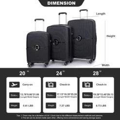 Front Page 15 3 PCS Expanable Luggage Set, PP Lightweight Hardshell Spinner Wheel Suitcase With TSA Lock (20+24+28)-ModernLuxe