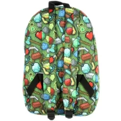 Minecraft Sword Pickaxe Items All Over Sublimated Print Laptop Backpack School Bag Green