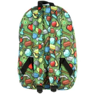 Minecraft Sword Pickaxe Items All Over Sublimated Print Laptop Backpack School Bag Green 1 Minecraft Sword Pickaxe Items All Over Sublimated Print Laptop Backpack School Bag Green