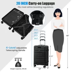 Costway 20'' Carry-on PC Hardside Suitcase TSA Lock W/ Front Pocket & USB Port Black -Professional Travel Storage Supplies Store GUEST 75b31e09 0922 4b8b ae08 34f2ac683d52