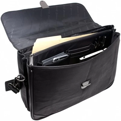 Alpine Swiss Business Portfolio Genuine Leather Briefcase Flap-Over Locking Case 3 Alpine Swiss Business Portfolio Genuine Leather Briefcase Flap-Over Locking Case - Image 3
