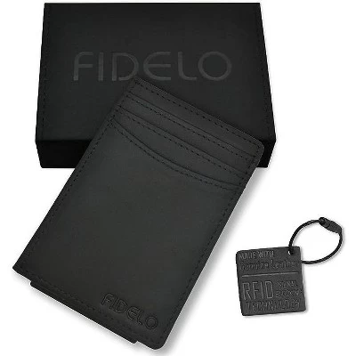 Fidelo Leather Slim Card Holder Wallet With A Powerful Magnetic Money Clip - Black 2 Fidelo Leather Slim Card Holder Wallet With A Powerful Magnetic Money Clip - Black - Image 2