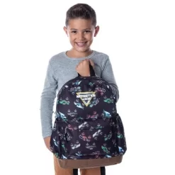 Monster Jam Trucks Dragon Zombie Grave Digger Megalodon All Over Print Backpack Black