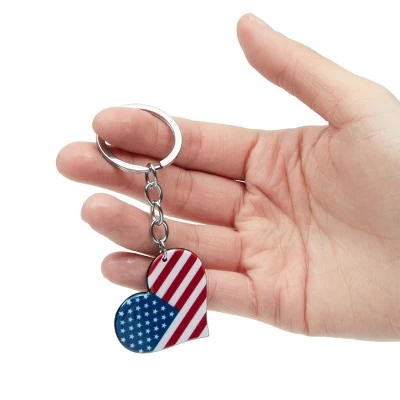 Juvale 24 Pack American Flag Metal Keychain, USA Heart Enamel Keychain, Party Favors Souvenir Gifts For 4th Of July, 2 X 4 In 3 Juvale 24 Pack American Flag Metal Keychain, USA Heart Enamel Keychain, Party Favors Souvenir Gifts For 4th Of July, 2 X 4 In - Image 3