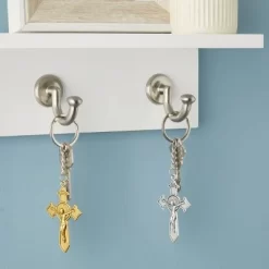 Juvale 24 Pack Christian Cross Keychains, Religious Key Holders For First Communion, Easter, Baptism, Funeral Favors For Guests, Silver, Gold, 3.6 In