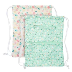 Zodaca 2 Pack Cinch Sack Drawstring Backpack For Beach Trips, Water Resistant Gym Bag With Front Zipper Pockets For Yoga, 13 X 17 Inch, Floral Print -Professional Travel Storage Supplies Store GUEST b2610d14 f1e1 4bcc 82b8 6be4d0ec42b5