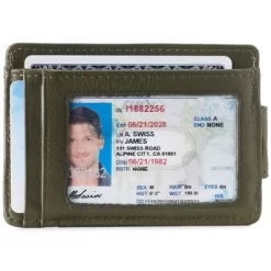 Alpine Swiss Harper Mens RFID Slim Money Clip Front Pocket Wallet Minimalist Leather ID Card Holder