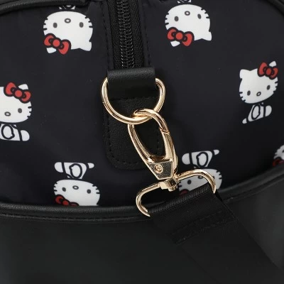 SANRIO Hello Kitty AOP In Nylon With PU Accents Black Wheeled Duffle 4 SANRIO Hello Kitty AOP In Nylon With PU Accents Black Wheeled Duffle - Image 4