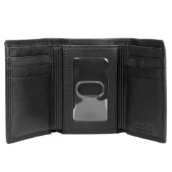 J. Buxton Emblem ID Three-Fold Leather Wallet With Removable Card Case - Black