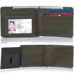 Alpine Swiss RFID Luka Men's Flip ID Wallet Deluxe Capacity Bifold With Divided Bill Section Comes In A Gift Box