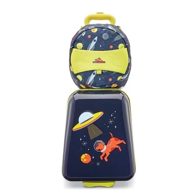 High Sierra Teddy Buddy 2 Piece Luggage Set With Wheels On Hard Rolling Suitcase & Carry Backpack Bag For Boy Or Girl Toddler Kids Travel, Navy 2 High Sierra Teddy Buddy 2 Piece Luggage Set With Wheels On Hard Rolling Suitcase & Carry Backpack Bag For Boy Or Girl Toddler Kids Travel, Navy - Image 2