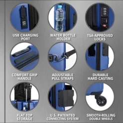 TACH V3 Connectable Hardside Carry On Rolling Suitcase Luggage W/ Spinner Wheels, TSA Approved Lock, 2 USB Charging Ports, And Bottle Clip -Professional Travel Storage Supplies Store GUEST d320d61a 514b 4530 a53c bec666ca47b6