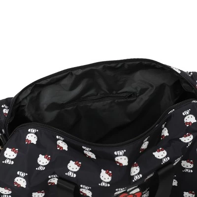 SANRIO Hello Kitty AOP In Nylon With PU Accents Black Wheeled Duffle 5 SANRIO Hello Kitty AOP In Nylon With PU Accents Black Wheeled Duffle - Image 5