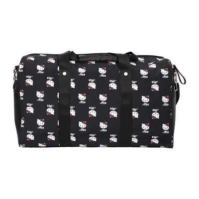 SANRIO Hello Kitty AOP In Nylon With PU Accents Black Wheeled Duffle 3 SANRIO Hello Kitty AOP In Nylon With PU Accents Black Wheeled Duffle - Image 3