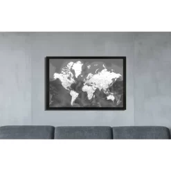 Home Magnetics Modern World Map - XL Black/Distressed