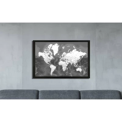 Home Magnetics Modern World Map - XL Black/Distressed 1 Home Magnetics Modern World Map - XL Black/Distressed