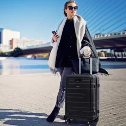 Front Page 23 Costway 20'' Carry-on PC Hardside Suitcase TSA Lock W/ Front Pocket & USB Port Black