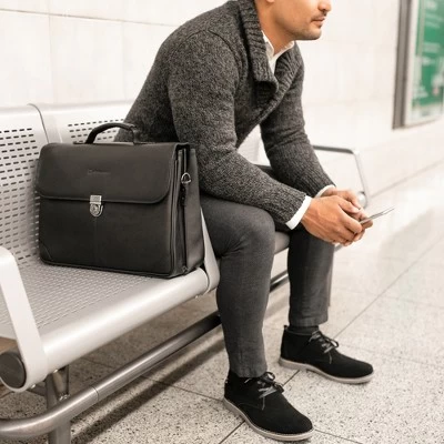 Alpine Swiss Business Portfolio Genuine Leather Briefcase Flap-Over Locking Case 7 Alpine Swiss Business Portfolio Genuine Leather Briefcase Flap-Over Locking Case - Image 7