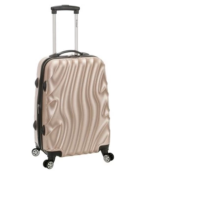 Rockland Melbourne Expandable ABS Hardside Carry On Spinner Suitcase - Gold Wave Pattern 2 Rockland Melbourne Expandable ABS Hardside Carry On Spinner Suitcase - Gold Wave Pattern - Image 2