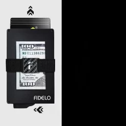 Fidelo Aluminum Minimalist Wallet For Men - Classic - Black